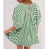 image:imageCHARTOU Women Puff Short Sleeve T Shirt Romper Striped Shirt Dress Jumper Loose Babydoll Summer Flowy Mini RomperGreen