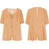 image:imageCHARTOU Women Puff Short Sleeve T Shirt Romper Striped Shirt Dress Jumper Loose Babydoll Summer Flowy Mini RomperKhaki