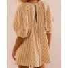 image:imageCHARTOU Women Puff Short Sleeve T Shirt Romper Striped Shirt Dress Jumper Loose Babydoll Summer Flowy Mini RomperKhaki