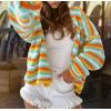 image:imageCHARTOU Women Rainbow Stripes Knit Cardigan Sweater Oversized Open Front Long Sleeve Sweater CoatBlue