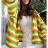 image:imageCHARTOU Women Rainbow Stripes Knit Cardigan Sweater Oversized Open Front Long Sleeve Sweater CoatYellow