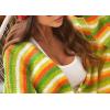 image:imageCHARTOU Women Rainbow Stripes Knit Cardigan Sweater Oversized Open Front Long Sleeve Sweater CoatYellow
