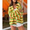 image:imageCHARTOU Women Rainbow Stripes Knit Cardigan Sweater Oversized Open Front Long Sleeve Sweater CoatYellow