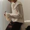 image:imageCHARTOU Women Ruffle Peplum Fuzzy Pullover Sweater Fall Casual Crewneck Long Sleeve Knit Jumper TopsWhite