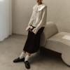 image:imageCHARTOU Women Ruffle Peplum Fuzzy Pullover Sweater Fall Casual Crewneck Long Sleeve Knit Jumper TopsWhite