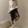 image:imageCHARTOU Women Ruffle Peplum Fuzzy Pullover Sweater Fall Casual Crewneck Long Sleeve Knit Jumper TopsWhite