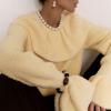 image:imageCHARTOU Women Ruffle Peplum Fuzzy Pullover Sweater Fall Casual Crewneck Long Sleeve Knit Jumper TopsYellow