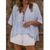image:imageCHARTOU Women Ruffle Peplum Summer Tops V Neck Tie Front Short Sleeve T Shirts Casual BlousesBlue