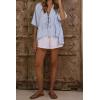 image:imageCHARTOU Women Ruffle Peplum Summer Tops V Neck Tie Front Short Sleeve T Shirts Casual BlousesBlue