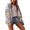 image:imageCHARTOU Women Sherpa Star Open Front Cardigan Sweaters Fall Winter Jumper Cute Top Button Down Knit CoatGrey