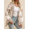 image:imageCHARTOU Women Sherpa Star Open Front Cardigan Sweaters Fall Winter Jumper Cute Top Button Down Knit CoatKhaki
