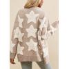 image:imageCHARTOU Women Sherpa Star Open Front Cardigan Sweaters Fall Winter Jumper Cute Top Button Down Knit CoatKhaki
