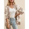 image:imageCHARTOU Women Sherpa Star Open Front Cardigan Sweaters Fall Winter Jumper Cute Top Button Down Knit CoatKhaki