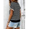 image:imageCHARTOU Women Striped Summer Top Eyelet Lace Ruffle Short Sleeve Crewneck Pullover T Shirts Dressy CasualBlack