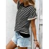 image:imageCHARTOU Women Striped Summer Top Eyelet Lace Ruffle Short Sleeve Crewneck Pullover T Shirts Dressy CasualBlack