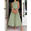 image:imageCHARTOU Women Striped Two Pieces Skirt Sets Summer Sleeveless Tank Top Elastic Waist Maxi Skirt Matching Lounge SetsArmy Green