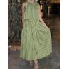 image:imageCHARTOU Women Striped Two Pieces Skirt Sets Summer Sleeveless Tank Top Elastic Waist Maxi Skirt Matching Lounge SetsArmy Green