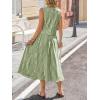 image:imageCHARTOU Women Striped Two Pieces Skirt Sets Summer Sleeveless Tank Top Elastic Waist Maxi Skirt Matching Lounge SetsArmy Green