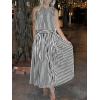 image:imageCHARTOU Women Striped Two Pieces Skirt Sets Summer Sleeveless Tank Top Elastic Waist Maxi Skirt Matching Lounge SetsBlack