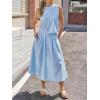 image:imageCHARTOU Women Striped Two Pieces Skirt Sets Summer Sleeveless Tank Top Elastic Waist Maxi Skirt Matching Lounge SetsBlue