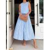 image:imageCHARTOU Women Striped Two Pieces Skirt Sets Summer Sleeveless Tank Top Elastic Waist Maxi Skirt Matching Lounge SetsBlue