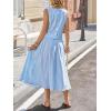 image:imageCHARTOU Women Striped Two Pieces Skirt Sets Summer Sleeveless Tank Top Elastic Waist Maxi Skirt Matching Lounge SetsBlue