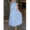 image:imageCHARTOU Women Striped Two Pieces Skirt Sets Summer Sleeveless Tank Top Elastic Waist Maxi Skirt Matching Lounge SetsBlue