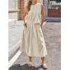 image:imageCHARTOU Women Striped Two Pieces Skirt Sets Summer Sleeveless Tank Top Elastic Waist Maxi Skirt Matching Lounge SetsKhaki