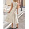 image:imageCHARTOU Women Striped Two Pieces Skirt Sets Summer Sleeveless Tank Top Elastic Waist Maxi Skirt Matching Lounge SetsKhaki