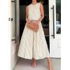 image:imageCHARTOU Women Striped Two Pieces Skirt Sets Summer Sleeveless Tank Top Elastic Waist Maxi Skirt Matching Lounge SetsKhaki
