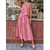 image:imageCHARTOU Women Striped Two Pieces Skirt Sets Summer Sleeveless Tank Top Elastic Waist Maxi Skirt Matching Lounge SetsRed