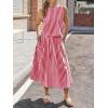 image:imageCHARTOU Women Striped Two Pieces Skirt Sets Summer Sleeveless Tank Top Elastic Waist Maxi Skirt Matching Lounge SetsRed