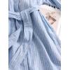image:imageCHARTOU Women Summer Striped Midi Sundress Button Down Shirt Dress with Belt Travel Vacation OutfitsBlue
