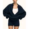 image:imageCHARTOU Women Sweater Shorts 2 Pieces Outfits Fall Oversized Deep V Neck Lapel Pullover Knit Shorts Lounge SetNavy
