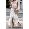 image:imageCHARTOU Women Two Pieces Skirt Sets Summer Cut Out HiLow Crochet Knit Long DressesWhite