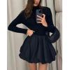 image:imageCHARTOU Women Y2k Sweater Dress Turtleneck Long Sleeve Bubble Mini Skirt Puffy Short DressBlack