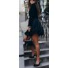 image:imageCHARTOU Women Y2k Sweater Dress Turtleneck Long Sleeve Bubble Mini Skirt Puffy Short DressBlack