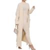image:imageCHARTOU Womens 2023 Fall Chunky Cable Knit Long Sleeve Open Front Cardigan SweaterBeige