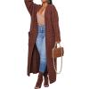 image:imageCHARTOU Womens 2023 Fall Chunky Cable Knit Long Sleeve Open Front Cardigan SweaterCoffee