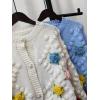 image:imageCHARTOU Womens 2023 Fall Winter Open Front Cardigan 3D Posy PomPom Knit Sweater TopsBeige