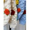 image:imageCHARTOU Womens 2023 Fall Winter Open Front Cardigan 3D Posy PomPom Knit Sweater TopsBeige