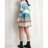 image:imageCHARTOU Womens 2025 Fall Buckle Cardigan Lightweight Boho Contrast Color Knit Oversized SweaterBlue