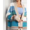 image:imageCHARTOU Womens 2025 Fall Buckle Cardigan Lightweight Boho Contrast Color Knit Oversized SweaterBlue