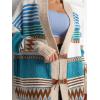 image:imageCHARTOU Womens 2025 Fall Buckle Cardigan Lightweight Boho Contrast Color Knit Oversized SweaterBlue