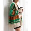 image:imageCHARTOU Womens 2025 Fall Buckle Cardigan Lightweight Boho Contrast Color Knit Oversized SweaterGreen