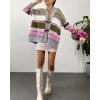 image:imageCHARTOU Womens 2025 Fall Buckle Cardigan Lightweight Boho Contrast Color Knit Oversized SweaterPink
