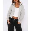 image:imageCHARTOU Womens Cable Knit Cardigan Cropped Zip Up Stand Collar Slim Stretch Plain Fall Chunky Fall SweatersGrey
