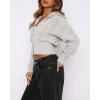 image:imageCHARTOU Womens Cable Knit Cardigan Cropped Zip Up Stand Collar Slim Stretch Plain Fall Chunky Fall SweatersGrey