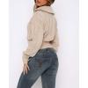 image:imageCHARTOU Womens Cable Knit Cardigan Cropped Zip Up Stand Collar Slim Stretch Plain Fall Chunky Fall SweatersKhaki