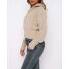image:imageCHARTOU Womens Cable Knit Cardigan Cropped Zip Up Stand Collar Slim Stretch Plain Fall Chunky Fall SweatersKhaki